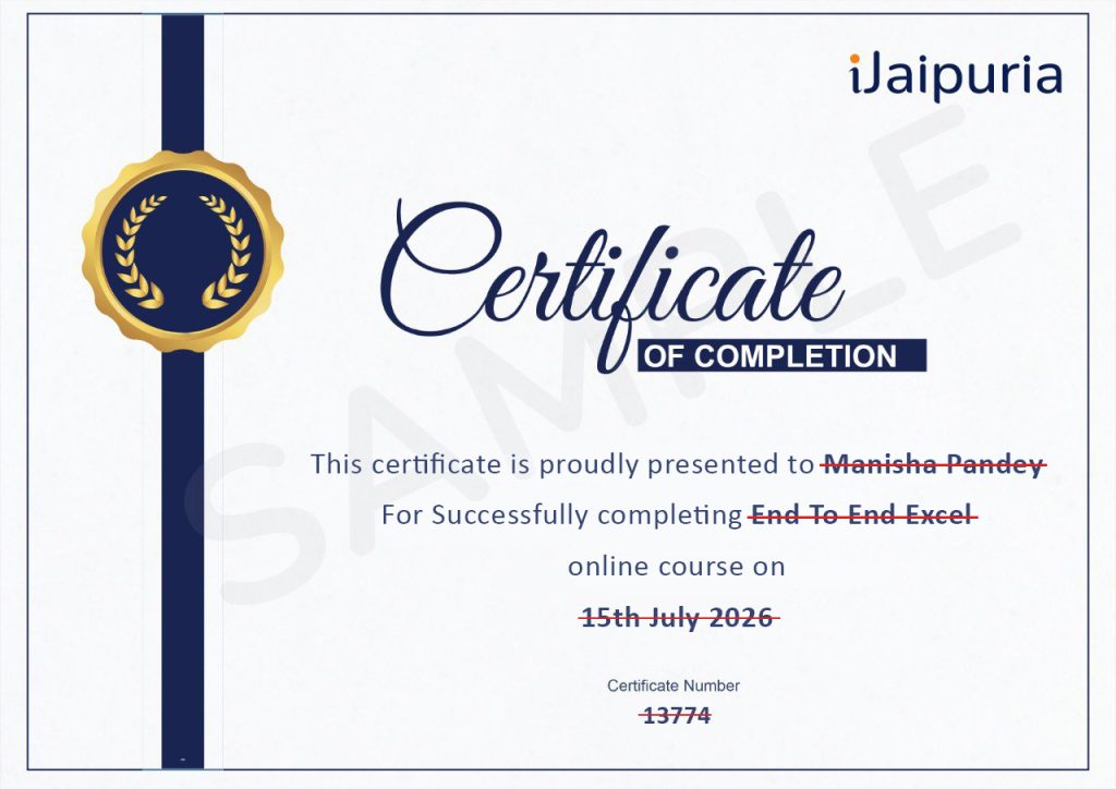 End to End Excel Certificate